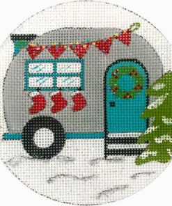 Travel Trailer with Stockings Ornament