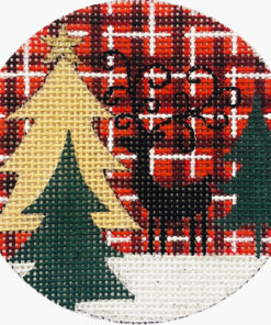 Reindeer and Trees on Plaid