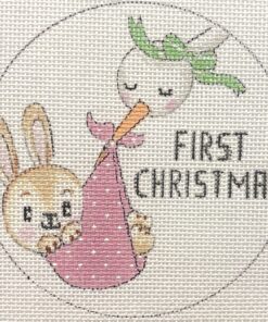 Stork & Baby Girl Bunny First Xmas