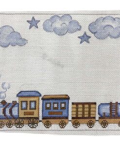 Blue and Brown Train Birth Announcement