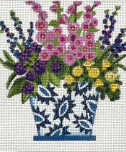 Blue/White Pot with Bouquet