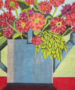 Watering Can W/ Red Flowers