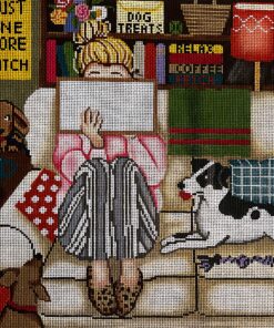 Stitching Girl with Dogs