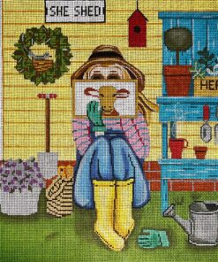 Gardening Stitching Girl