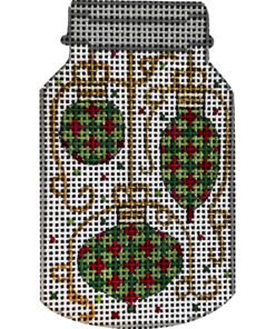 Three Ornaments In Mason Jar