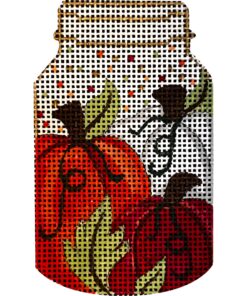 Three Pumpkins In Mason Jar