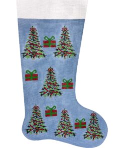 Blue w/ Trees and Gifts Stocking