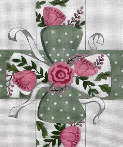 Pink Flowers and Sage Bow
