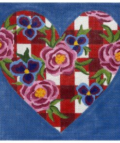 Red Gignham Floral Heart