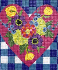 Blue Gingham Floral Heart