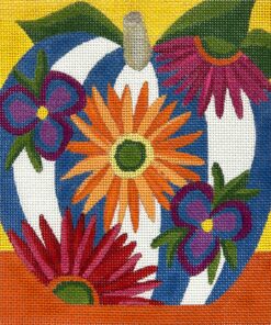 Blue/White Striped Floral Pumpkin