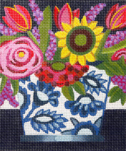 Blue and White Floral Pot