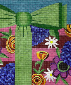 Floral Striped Gift with Green Bow