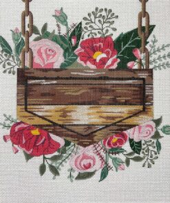 Wooden Hanging Sign with Flowers