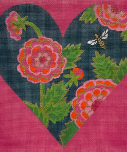 Navy Floral Heart w/Bee
