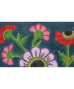 Tri Color Flowers On Navy