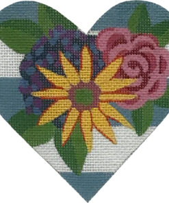 Light Blue Stripe Floral Heart