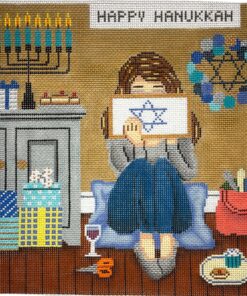 Hanukkah Stitching Girl